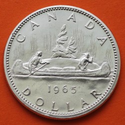 CANADA 1 DOLAR 1965 INDIOS EN CANOA KM.64.1 MONEDA DE PLATA EBC $1 Dollar silver 0,60 ONZAS