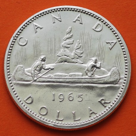 CANADA 1 DOLAR 1965 INDIOS EN CANOA KM.64.1 MONEDA DE PLATA EBC $1 Dollar silver 0,60 ONZAS