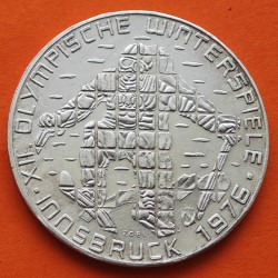 0,50 ONZAS x AUSTRIA 100 SCHILLINGS 1976 ESQUIADOR Reverso con ESCUDO PEQUEÑO KM.2928 MONEDA DE PLATA MBC- Osterreich silver R/2