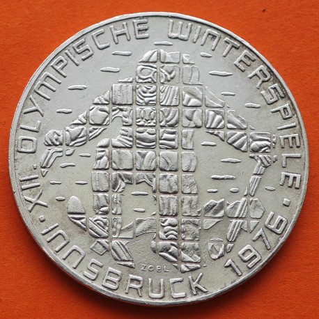 0,50 ONZAS x AUSTRIA 100 SCHILLINGS 1976 ESQUIADOR Reverso con ESCUDO PEQUEÑO KM.2928 MONEDA DE PLATA MBC- Osterreich silver R/2