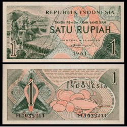 INDONESIA 1 RUPIA 1961 MUJERES EN CAMPO DE ARROZ Pick 78 BILLETE SC 1 Rupiah UNC BANKNOTE
