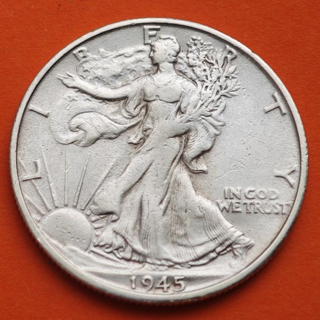 ESTADOS UNIDOS 1/2 DOLAR 1945 S WALKING LIBERTY KM.142 MONEDA DE PLATA MBC @ESCASA@ USA silver Half Dollar WWII