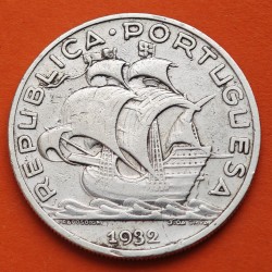 1º AÑO DE EMISION x PORTUGAL 10 ESCUDOS 1932 CARABELA KM.582 MONEDA DE PLATA MBC- República Portuguesa silver coin