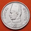 EGIPTO 10 PIASTRAS 1939 REY FAROUK 2ª GUERRA MUNDIAL KM.367 MONEDA DE PLATA MBC- Egypt WWII