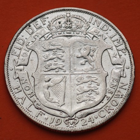 INGLATERRA 1/2 CORONA 1924 REY JORGE V KM.818 MONEDA DE PLATA MBC- Great Britain Half Crown silver