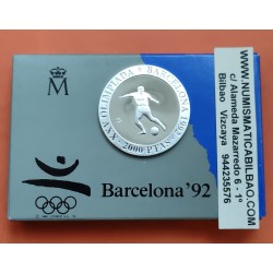 ESPAÑA 2000 PESETAS 1990 FUTBOL OLIMPIADA BARCELONA 1992 1ª SERIE MONEDA DE PLATA FDC SC ESTUCHE FNMT 0,80 Onzas