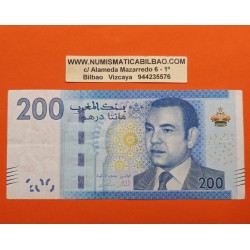 . @PVP NUEVO 75@ MARRUECOS 200 DIRHAMS 2012 MEZQUITA y REY HASSAN III Pick 77 BILLETE MBC++ Morocco