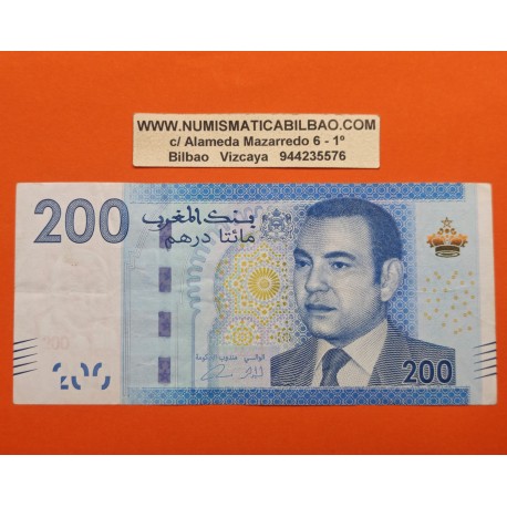 . @PVP NUEVO 75@ MARRUECOS 200 DIRHAMS 2012 MEZQUITA y REY HASSAN III Pick 77 BILLETE MBC++ Morocco