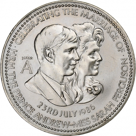 INGLATERRA MEDALLA modulo 25 PENIQUES 1986 BODA REAL SARAH FERGUSON y PRINCIPE ANDREW MONEDA DE NICKEL SC- UK Royal Wedding