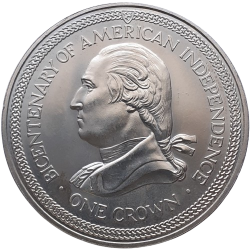 ISLA DE MAN 1 CORONA 1976 PRESIDENTE GEORGE WASHINGTON KM.37 MONEDA DE NICKEL SC Isle Of Man 1 Crown
