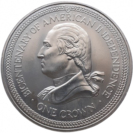 ISLA DE MAN 1 CORONA 1976 PRESIDENTE GEORGE WASHINGTON KM.37 MONEDA DE NICKEL SC Isle Of Man 1 Crown
