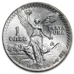 MEXICO 1 ONZA 1985 ANGEL LIBERTAD MONEDA DE PLATA PURA SC Mejico silver coin OZ OUNCE CÁPSULA