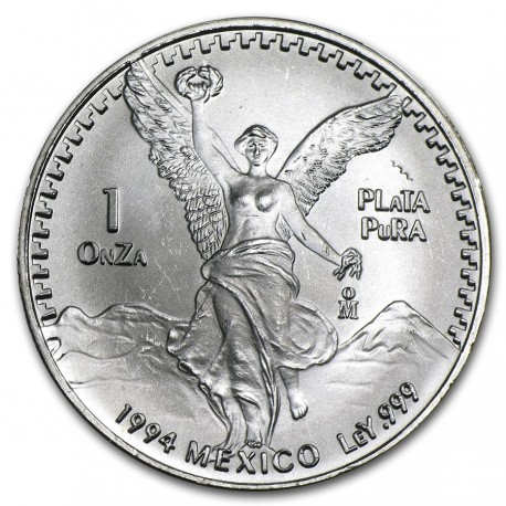 MEXICO 1 ONZA 1994 ANGEL LIBERTAD MONEDA DE PLATA PURA 999 SC Mejico Silver coin OZ OUNCE CÁPSULA