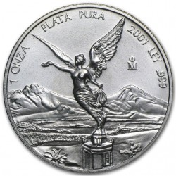 MEXICO 1 ONZA 2001 ANGEL LIBERTAD MONEDA DE PLATA PURA 999 SC Mejico Silver coin OZ OUNCE CÁPSULA