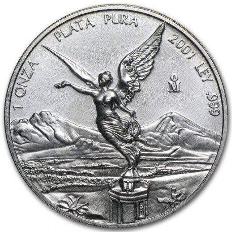 MEXICO 1 ONZA 2001 ANGEL LIBERTAD MONEDA DE PLATA PURA 999 SC Mejico Silver coin OZ OUNCE CÁPSULA