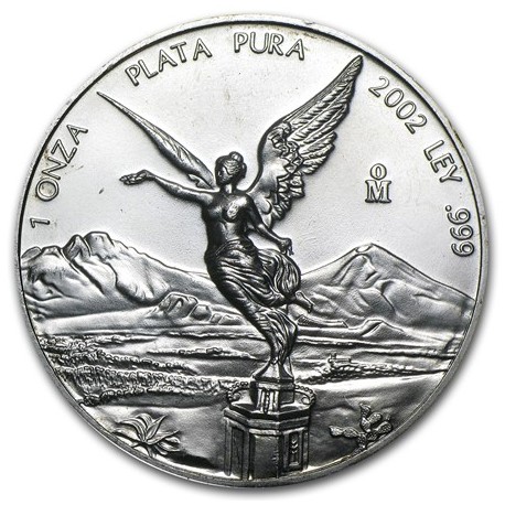 MEXICO 1 ONZA 2002 ANGEL LIBERTAD MONEDA DE PLATA PURA 999 SC Mejico Silver coin OZ OUNCE CÁPSULA