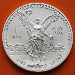 MEXICO 1 ONZA 1993 ANGEL LIBERTAD MONEDA DE PLATA PURA 999 SC Mejico Silver coin OZ OUNCE CÁPSULA