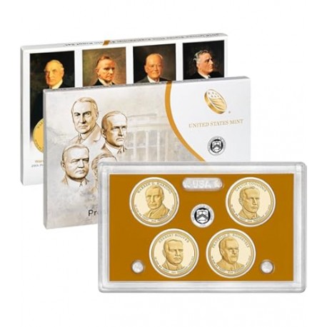 . 2014 UNITED STATES MINT PRESIDENTIAL $1 COIN PROOF SET ESTADOS UNIDOS Estuche 4 Monedas 1 DOLAR 2014 PRESIDENTES
