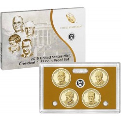 . 2015 UNITED STATES MINT PRESIDENTIAL $1 COIN PROOF SET ESTADOS UNIDOS Estuche 4 Monedas 1 DOLAR 2015 PRESIDENTES