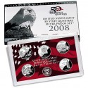 . 2008 UNITED STATES SILVER PROOF SET 50 STATEHOOD QUARTERS 5 monedas ESTADOS UNIDOS 25 CENTAVOS 2008 S 1/4 DOLAR