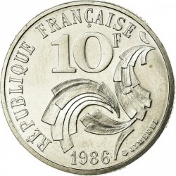FRANCIA 10 FRANCOS 1986 GALLO Tipo Jimenez LIBERTE EGUALITE FRATERNITE KM.959 MONEDA DE NICKEL SC- France