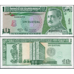 GUATEMALA 1 QUETZAL 1990 ENERO 3 GENERAL ORELLANA Pick 73.A.2 BILLETE SC UNC BANKNOTE