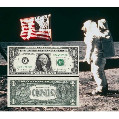 1 aaacoin @AÑO DE LA LLEGADA A LA LUNA@ ESTADOS UNIDOS 1 DOLAR 1969 GEORGE WASHINGTON Pick 449 BILLETE SC USA Dollar