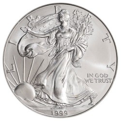 @LA DE LA FOTO@ ESTADOS UNIDOS 1 DOLAR 1999 EAGLE LIBERTY MONEDA DE PLATA PURA SC $1 Dollar Coin USA ONZA OZ OUNCE