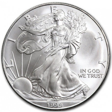 ESTADOS UNIDOS 1 DOLAR 1999 EAGLE LIBERTY MONEDA DE PLATA PURA SC $1 Dollar Coin United States USA ONZA OZ OUNCE