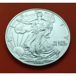 ESTADOS UNIDOS 1 DOLAR 1998 EAGLE LIBERTY MONEDA DE PLATA PURA SC $1 Dollar Coin USA UNITED STATES ONZA OZ OUNCE