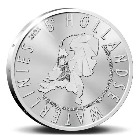 . 1 aaaaaaaaaaacoin @28/NOV. Envío@ HOLANDA 5 EUROS 2025 DEFENSAS WATERLINES 2ª MONEDA @COINCARD@ The Netherlands