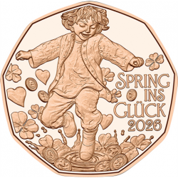 . @0ENVÍO HOY@ AUSTRIA 5 EUROS 2026 NIÑO y TRÉBOLES Serie Año Nuevo MONEDA DE COBRE SC Osterreich Glück