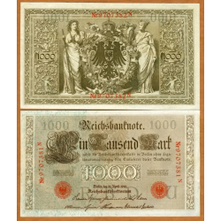 . 1 BILLETE SC NUEVO x ALEMANIA 1000 MARCOS 1910 IMPERIO MUJERES y AGUILA Serie ROJA Pick 44 Germany UNC REICHSBANKNOTE