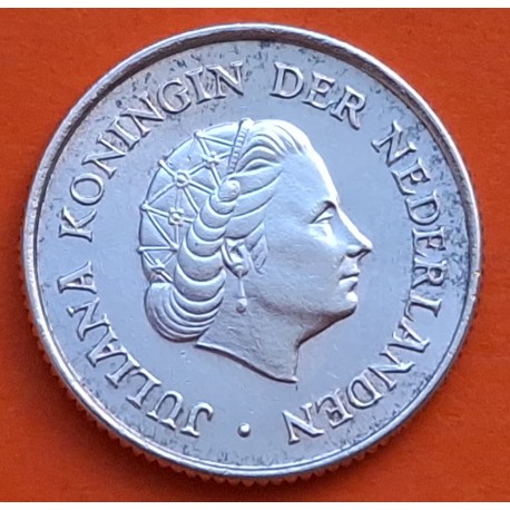 ANTILLAS HOLANDESAS 1/4 GULDEN 1965 REINA JULIANA KM.4 MONEDA DE PLATA EBC + PUNTITOS Netherlands Antilles