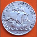 PORTUGAL 2,50 ESCUDOS 1945 CARABELA KM.580 MONEDA DE PLATA MBC- República Portuguesa silver WWII