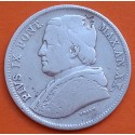 @RESELLO en ESTRELLA@ VATICANO 20 BAIOCCHI 1865 R Año XV ESTADOS PAPALES Papa PIO IX KM.1360 MONEDA DE PLATA POPE PIUS IX