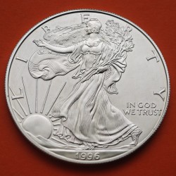 ESTADOS UNIDOS 1 DOLAR 1996 EAGLE LIBERTY @RARA@ MONEDA DE PLATA PURA SC $1 Dollar Coin USA UNITED STATES ONZA OZ OUNCE