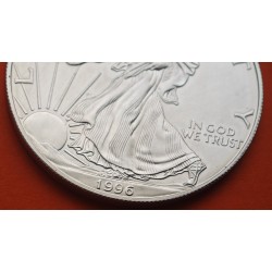 ESTADOS UNIDOS 1 DOLAR 1996 EAGLE LIBERTY @RARA@ MONEDA DE PLATA PURA SC $1 Dollar Coin USA UNITED STATES ONZA OZ OUNCE