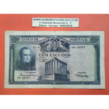 @VERY RARE - SEE PHOTOS@ PORTUGAL 100 ESCUDOS 1930 Agosto 12 GOMES FREIRE Pick 140 BILLETE MUY CIRCULADO