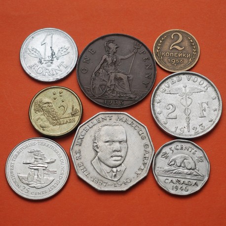 . @8 MONEDAS MUNDIALES@ JAMAICA INGLATERRA RUSIA BÉLGICA CANADA AUSTRALIA HUNGRIA Lote 2