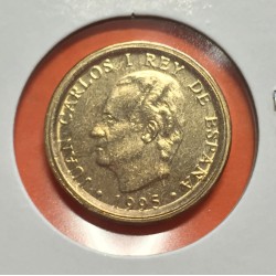 @ERROR CANTO ANCHO@ ESPAÑA 100 PESETAS 1995 FAO @LIS HACIA EL REY@ MONEDA SC JUAN CARLOS I VARIANTE CATALOGADA