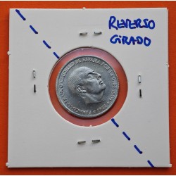 . @ERROR REVERSO GIRADO @ ESPAÑA 50 CENTIMOS 1966 * 19 68 FRANCO ESTADO ESPAÑOL MONEDA DE ALUMINIO SC