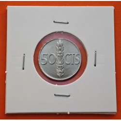 . @ERROR REVERSO GIRADO @ ESPAÑA 50 CENTIMOS 1966 * 19 68 FRANCO ESTADO ESPAÑOL MONEDA DE ALUMINIO SC