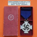 . ALEMANIA III REICH CONDECORACION NAZI A LOS 25 AÑOS DE SERVICIO AL PARTIDO CON CINTA + CAJA ROJA 100% ORIGINAL