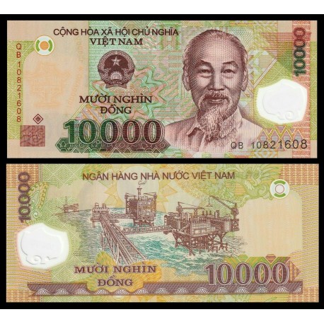 VIETNAM 10000 DONG 2017 ESTACIONES PETROLIFERAS HO CHI MIN Pick 119J BILLETE DE PLASTICO POLIMERO SC Polymer UNC BANKNOTE