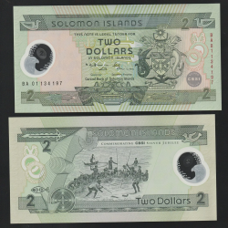 SOLOMON 2 DOLARES 2001 DANZA TRIBAL y PESCADORES Pick 23 BILLETE SC Islas Salomon Islands UNC BANKNOTE