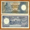 INDONESIA 10 RUPIAS 1963 CAMPESINO TALLANDO MADERA Pick 89 BILLETE SC 10 Rupiash UNC BANKNOTE
