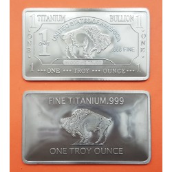 . 1 LINGOTE @TITANIO@ ESTADOS UNIDOS 1 ONZA 2019 AMERICAN BUFFALO FINE TITANIUM 999 ONE TROY OUNCE BULLION