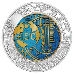 . 1 acoin @19/ABRIL Envío@ AUSTRIA 25 EUROS 2023 CALENTAMIENTO GLOBAL MONEDA DE PLATA NIOBIO ESTUCHE Niob silver