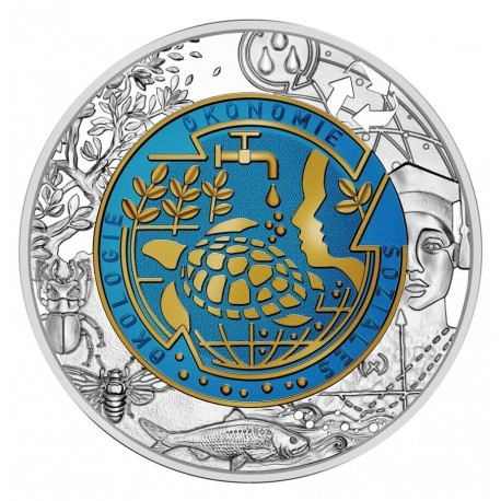 . 1 aaaaaacoin AUSTRIA 25 EUROS 2023 CALENTAMIENTO GLOBAL MONEDA DE PLATA NIOBIO ESTUCHE Niob silver